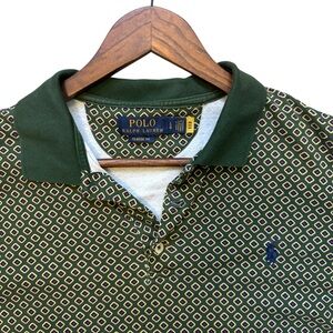 Men's Green Patterned Golf Polo Shirt Size Large